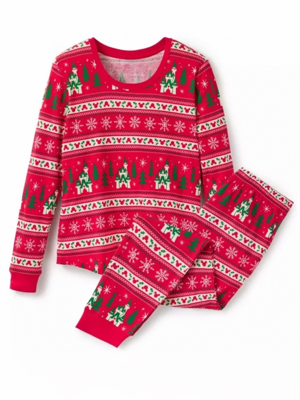 Disney Red & Green Holiday Fair Isle Woman’s Pajama Set